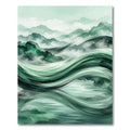 Abstract Emerald Swirl Forest Mountain Landscape Rug