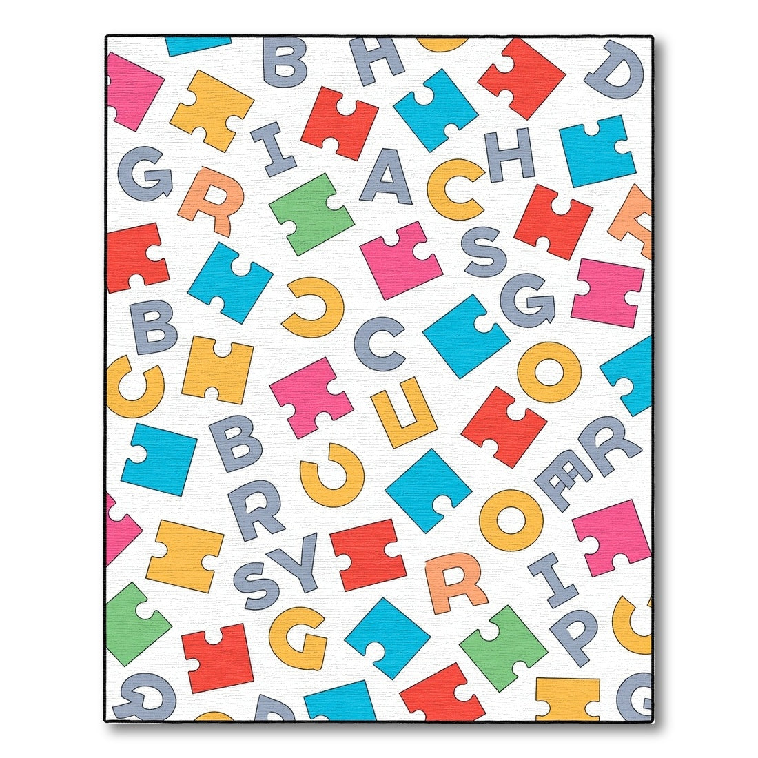 Whimsical Alphabet Jigsaw Puzzle Squares Rug