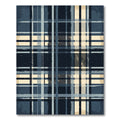 Vintage Blue Tan Plaid Grid Lines Rug