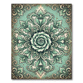 Sage Filigree Floral Medallion Rug