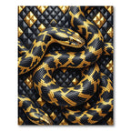 Golden Serpent Black Geometric Diamond Rug