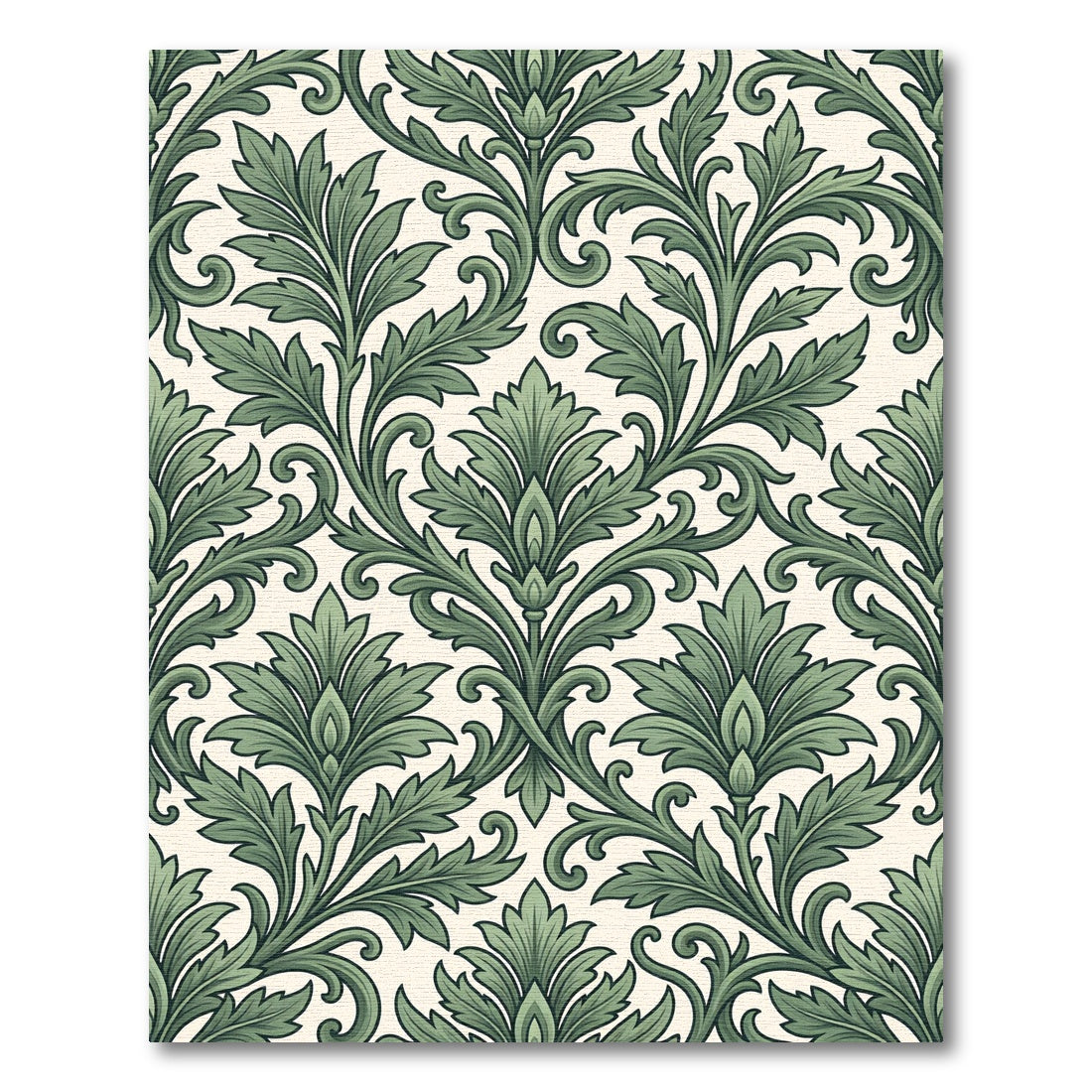 Elegant Sage Green Acanthus Scroll Rug