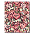 Valentine Hearts Candy Cupid Ribbon Theme Rug