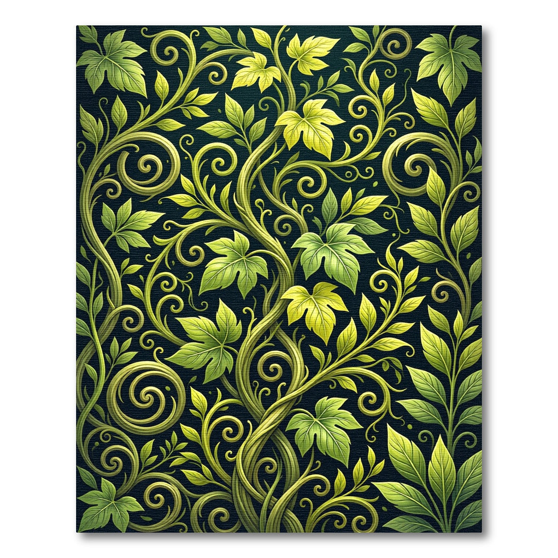 Lush Botanical Vine Swirl Scroll Rug