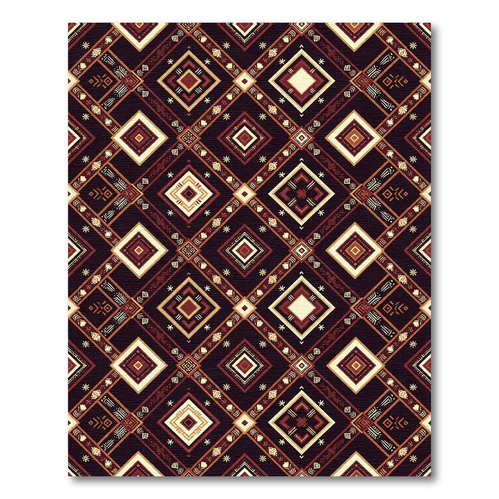 Dark Crimson Geometric Diamond Weave Rug