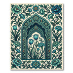 Teal Floral Arch Garden Area Rug
