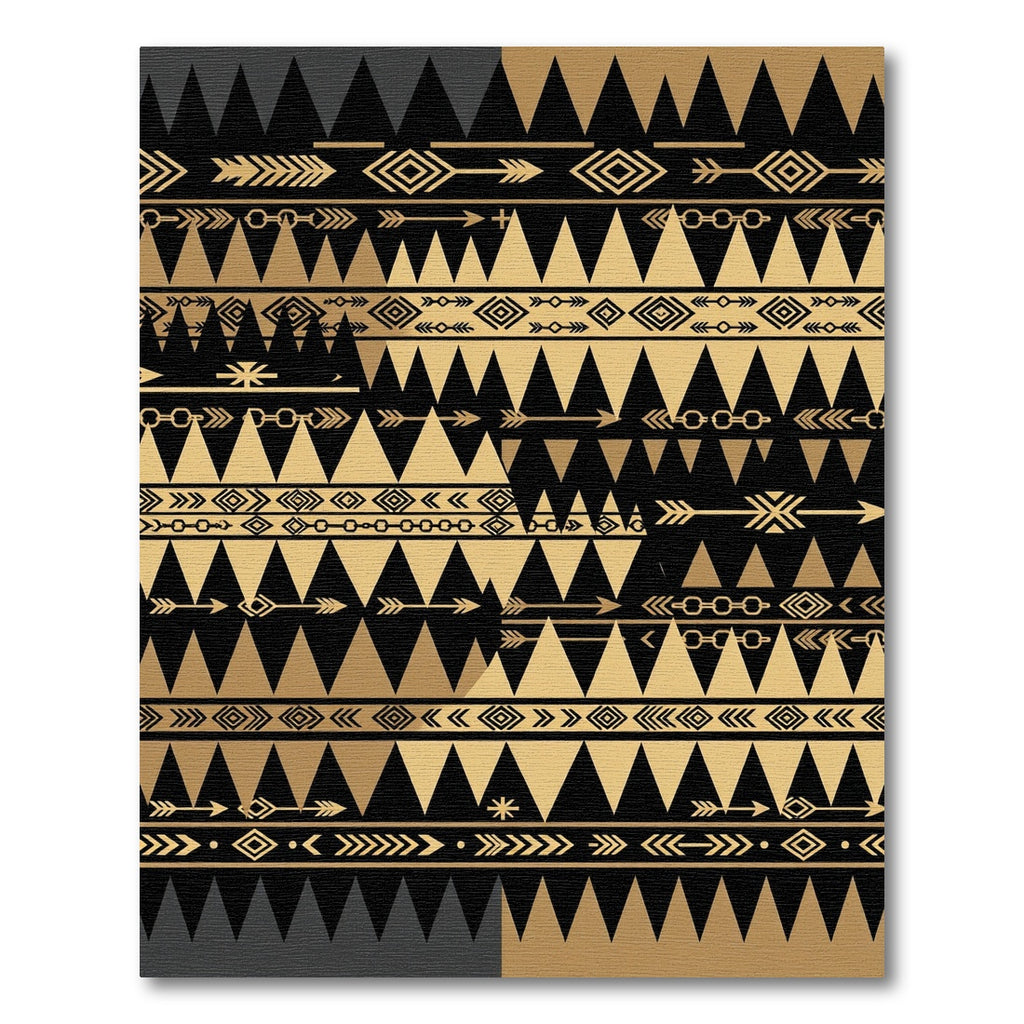 Gold and Black Geometric Arrow Rug