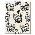 Whimsical Black White Kitten Repeating Rug