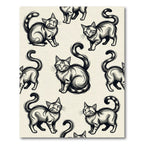 Whimsical Black White Kitten Repeating Rug
