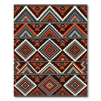 Geometric Burnt Orange Indigo Aztec Composition Rug