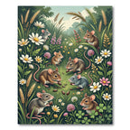 Whimsical Meadow Mice and Wildflowers Rug