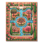Enchanting Floral Garden Water Feature Rug
