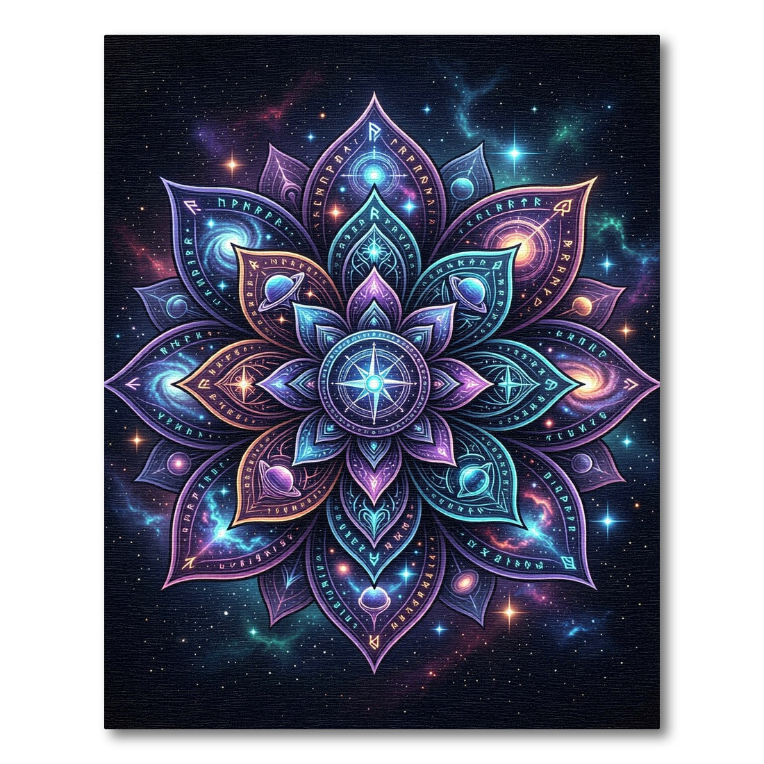 Cosmic Celestial Lotus Galaxy Mandala Rug
