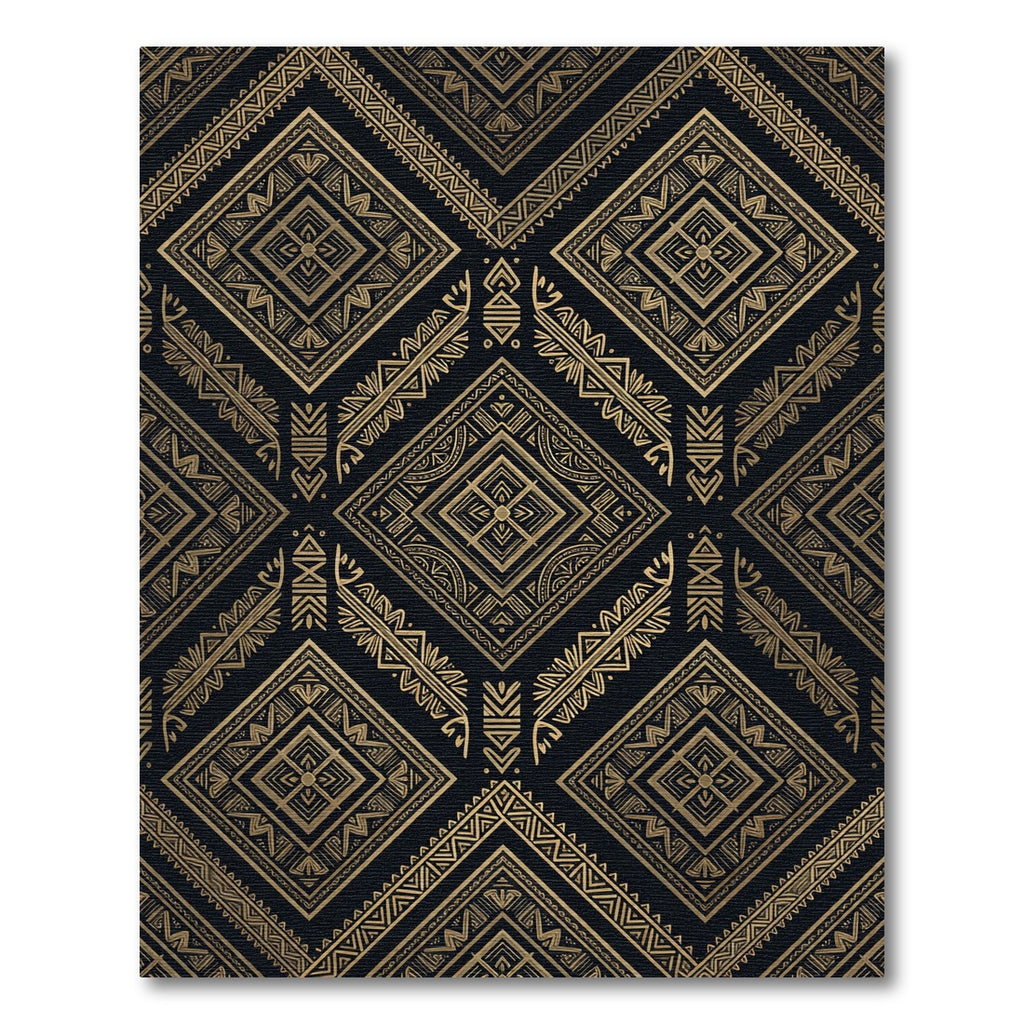 Gold Geometric Tribal Diamond Art Rug