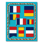 Nautical Flags Composition Blue Background Rug