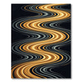 Golden Flowing Curvy Abstract Wave Rug