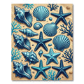 Ocean Blue Seashell Starfish Coral Rug
