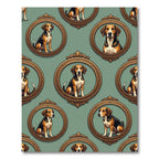 Vintage Beagle Portrait Framed Green Tapestry Rug