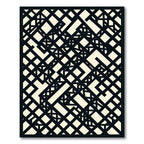 Monochrome Abstract Angular Geometric Grid Rug