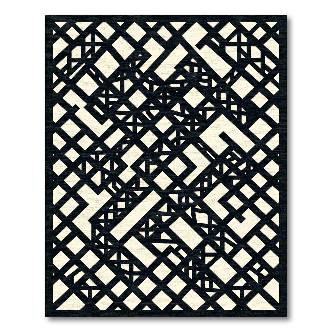 Monochrome Abstract Angular Geometric Grid Rug