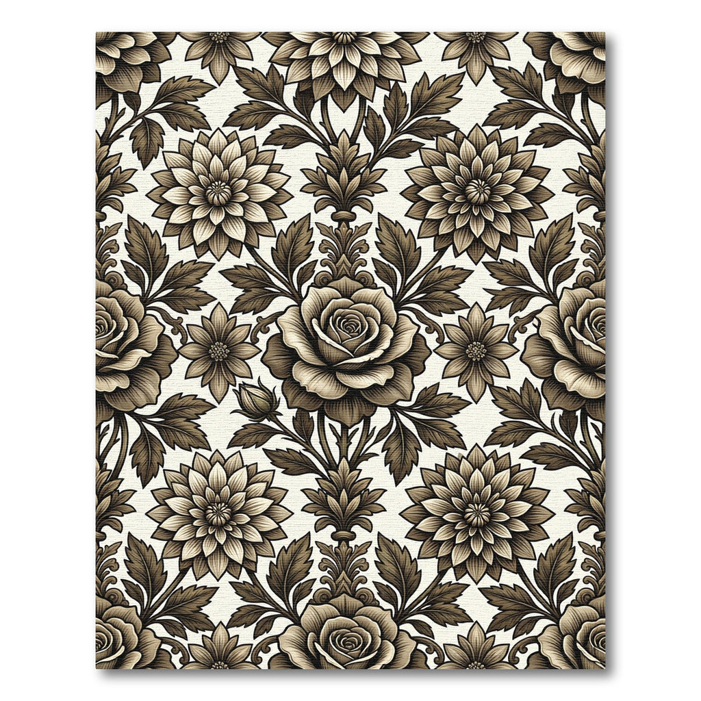 Vintage Sepia Floral Scroll Rug