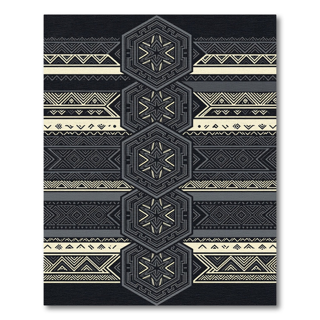 Sophisticated Dark Gray Geometric Hexagon Rug