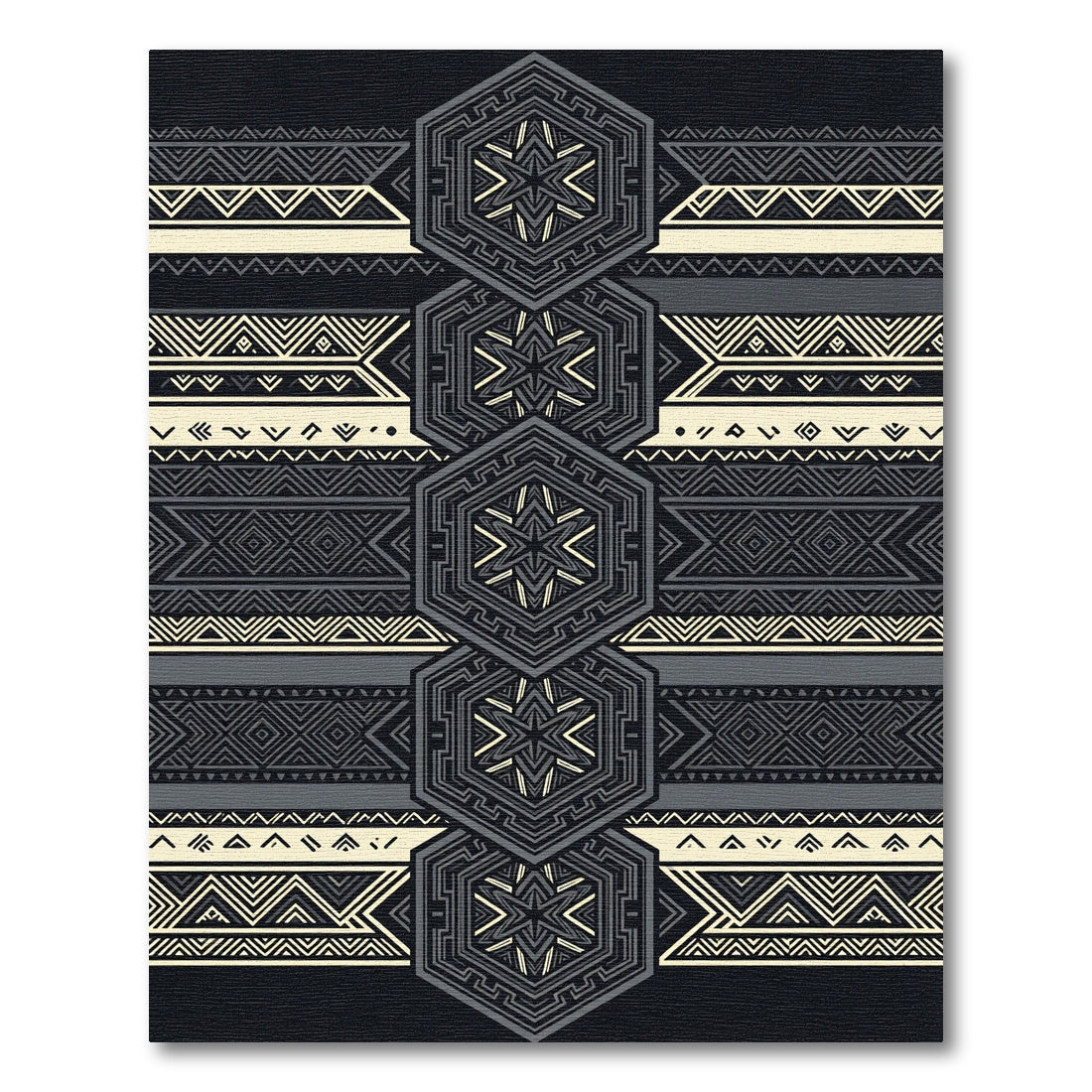 Sophisticated Dark Gray Geometric Hexagon Rug