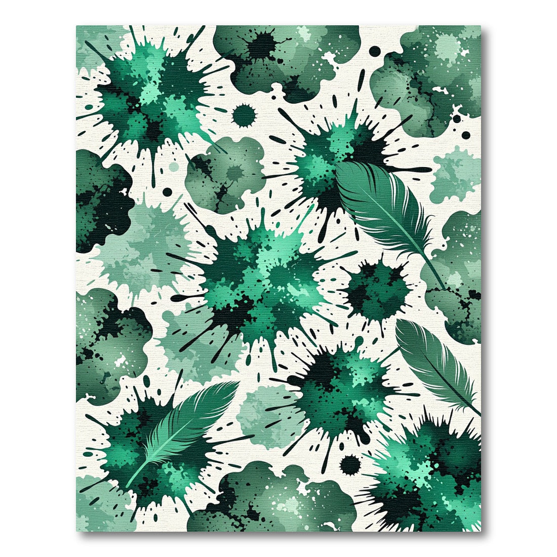 Emerald Splash Feather Abstract Rug