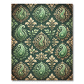 Elegant Emerald Paisley Damask Leaf Rug