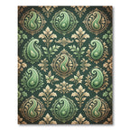 Elegant Emerald Paisley Damask Leaf Rug