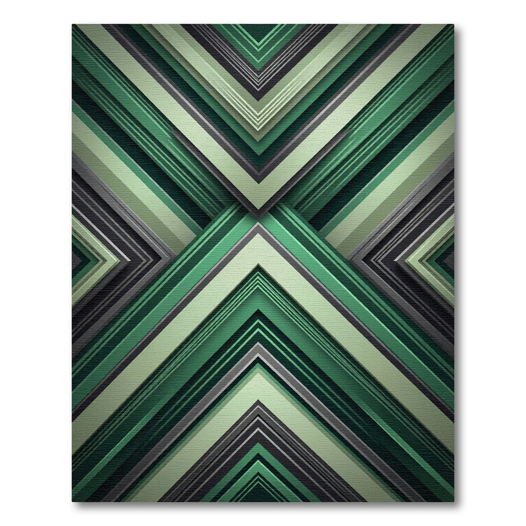Modern Emerald Geometric Chevron Overlay Rug