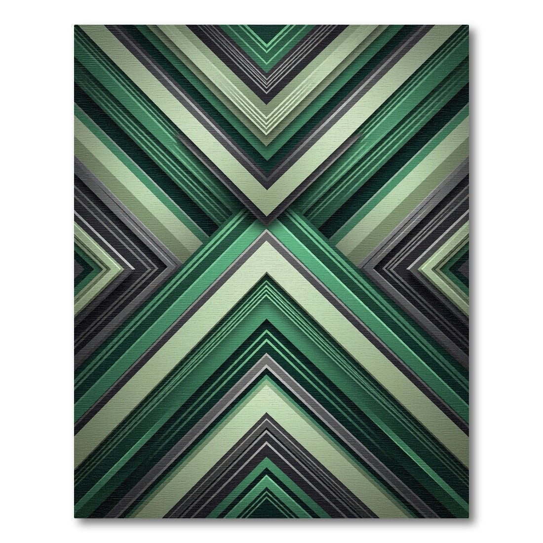 Modern Emerald Geometric Chevron Overlay Rug