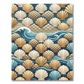 Golden Seashell Wave Nautical Coastal Art Rug