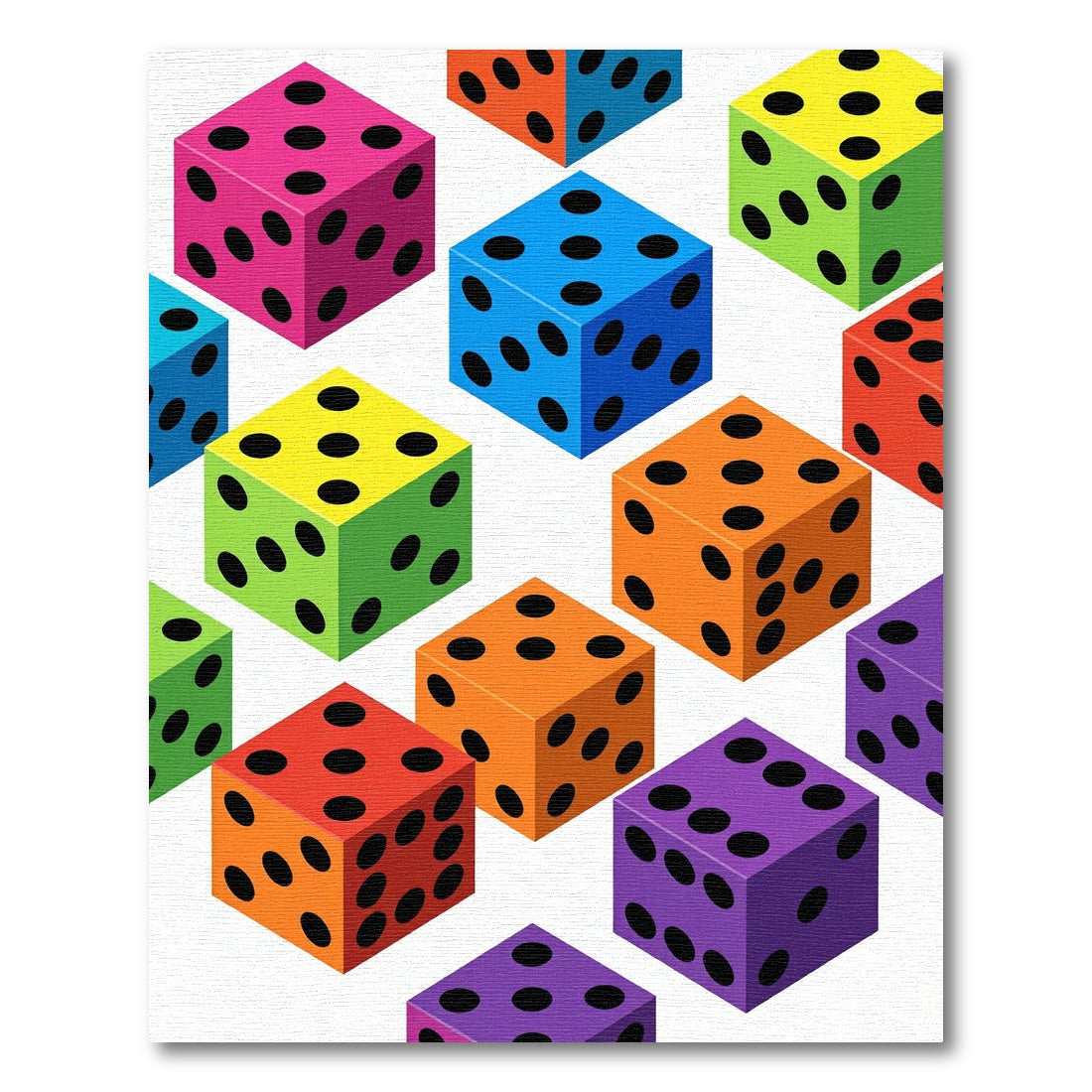 Vibrant Isometric Multicolored Dice Grid Rug