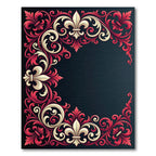 Ornate Crimson Fleur-de-lis Scroll Accent Rug