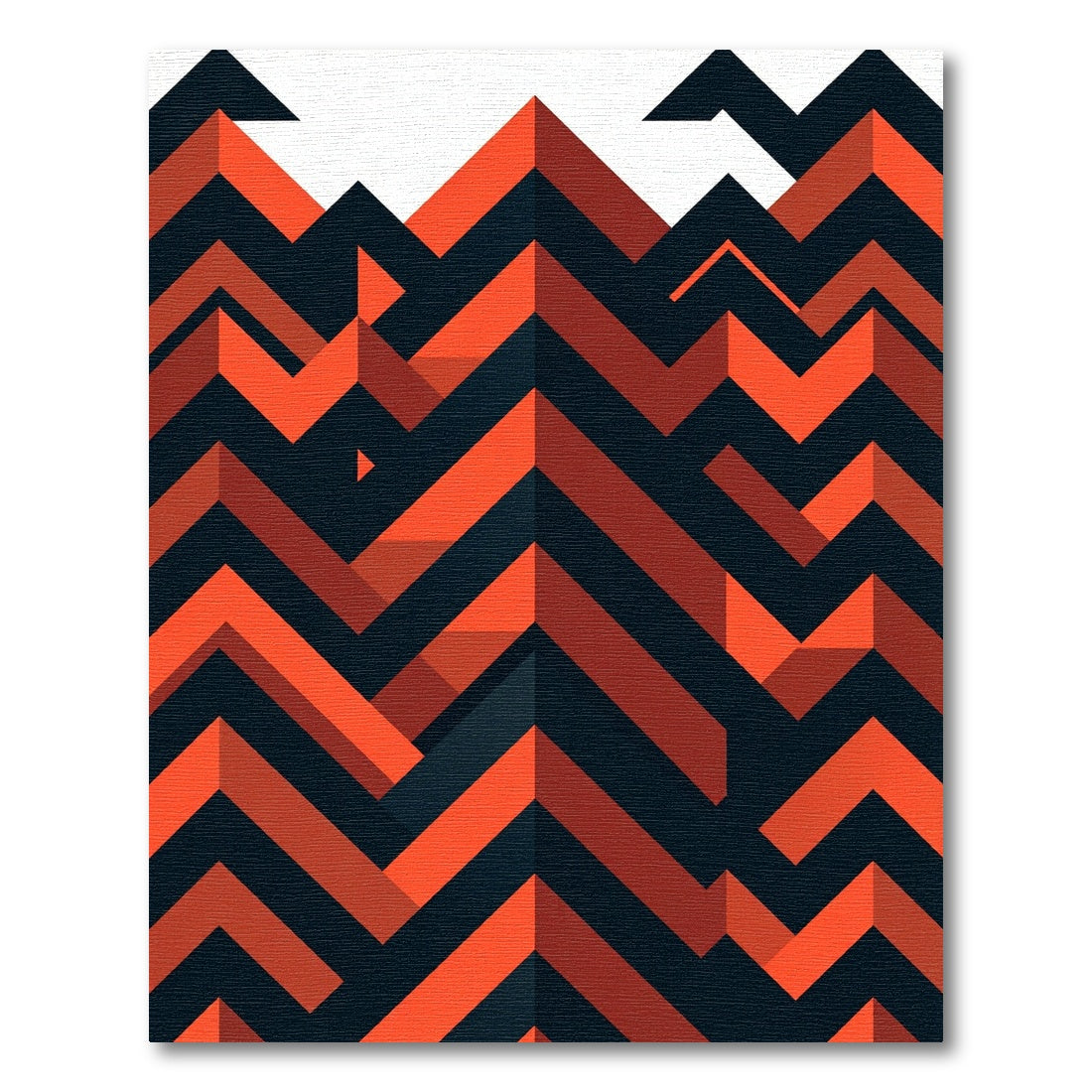 Bold Red Black Geometric Chevron Rug