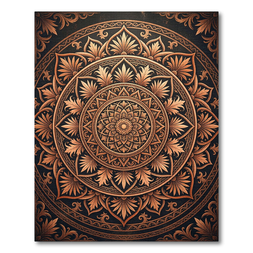 Elegant Bronze Ornate Floral Medallion Rug