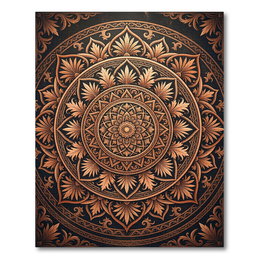 Elegant Bronze Ornate Floral Medallion Rug