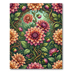 Vibrant Coral Pink Floral Arrangement Rug