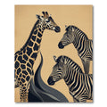 Elegant Safari Giraffe and Zebra Illustration Rug