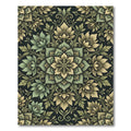 Sage Floral Damask Medallion Rug