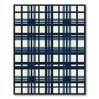 Navy and Cream Plaid Grid Rug