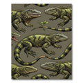 Detailed Olive Green Iguana Reptile Illustration Rug