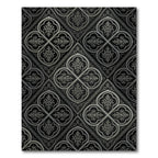 Gothic Black Silver Quatrefoil Lattice Rug