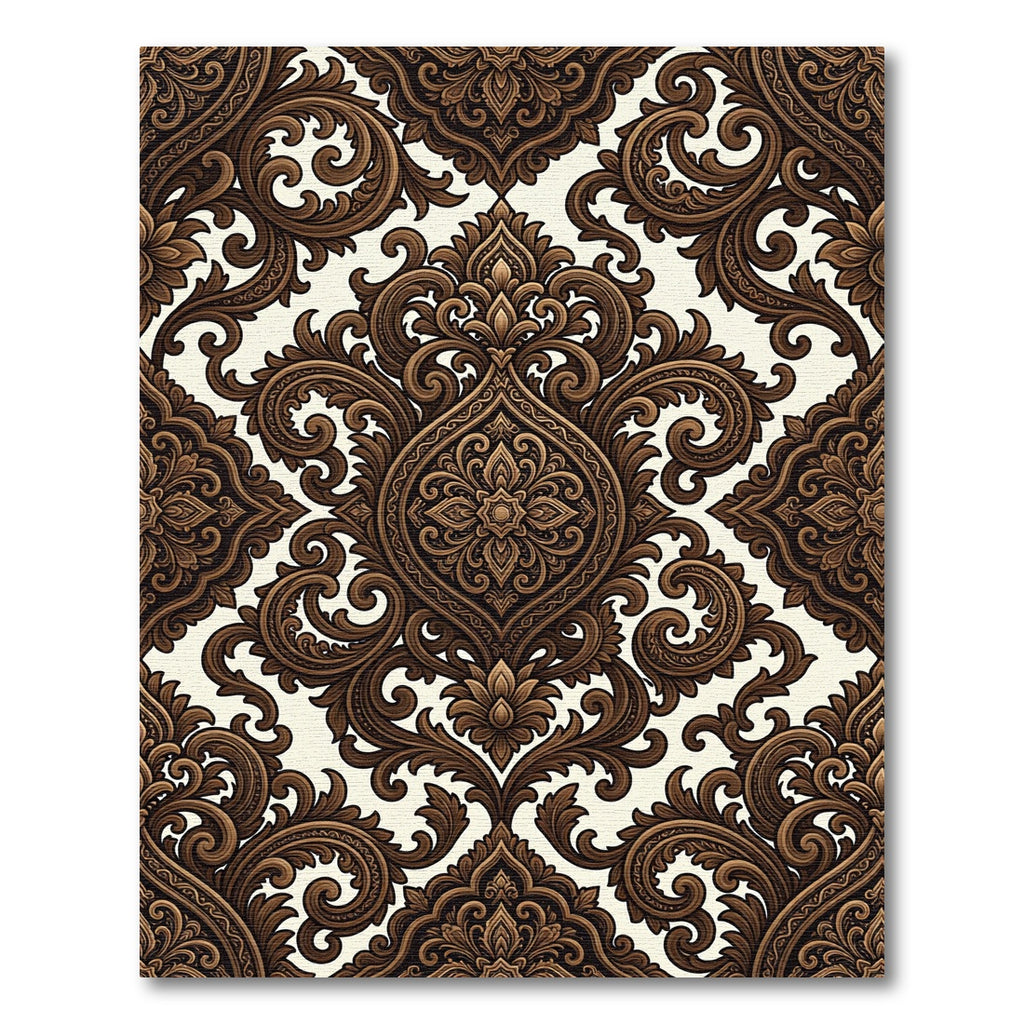 Rich Brown Baroque Flourish Rug