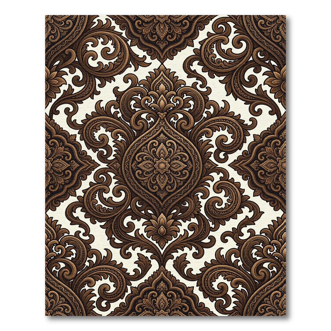 Rich Brown Baroque Flourish Rug