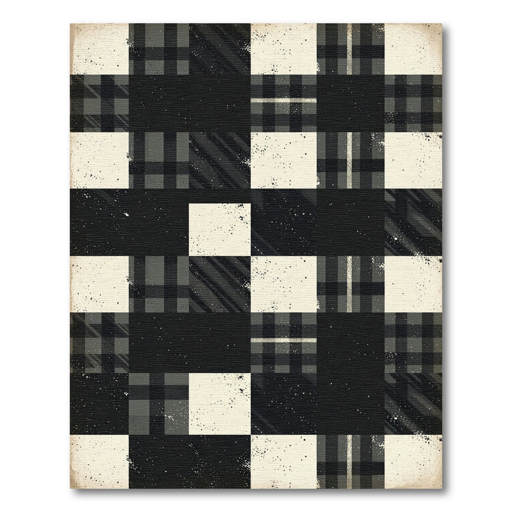 Monochrome Gingham Patchwork Grid Rug