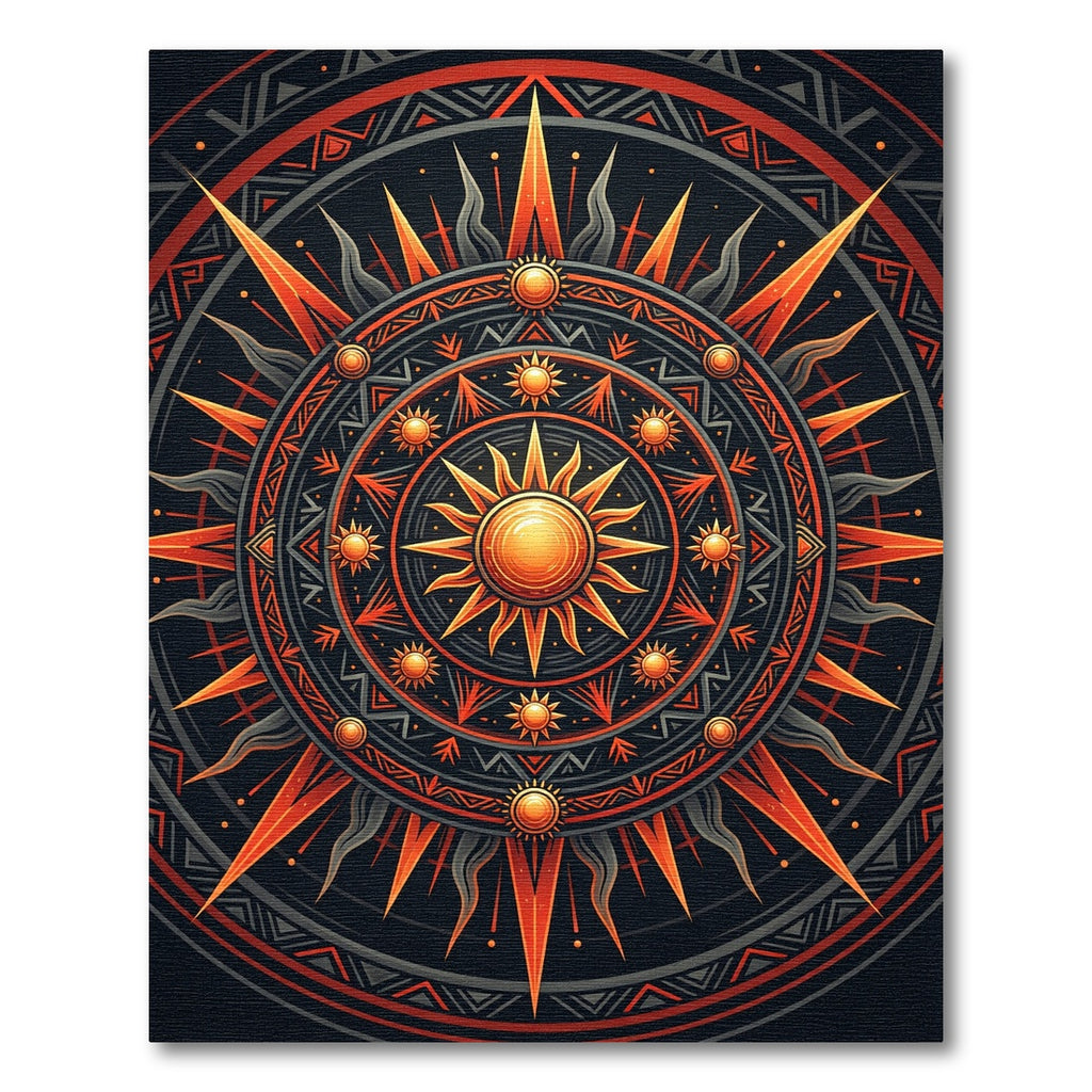 Celestial Radiant Gold Orange Sun Mandala Rug