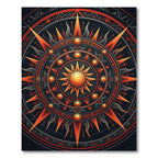 Celestial Radiant Gold Orange Sun Mandala Rug