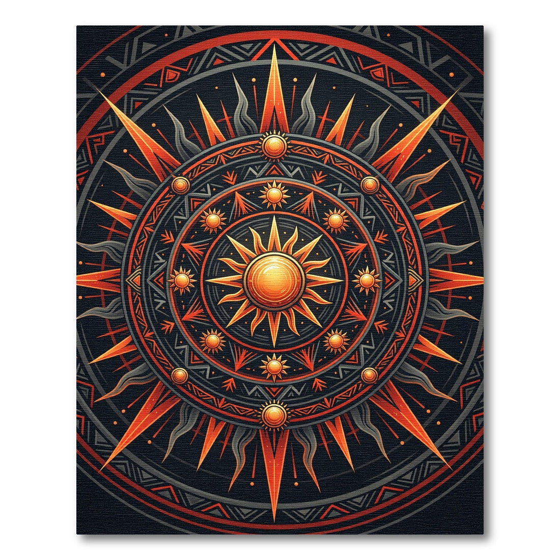 Celestial Radiant Gold Orange Sun Mandala Rug